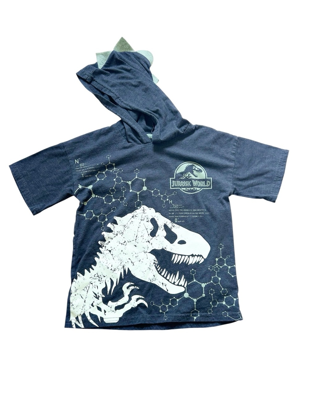 Vintage Jurassic World Boys  Dino Hooded Short Sleeve Tee Size 5 Cotton-blend